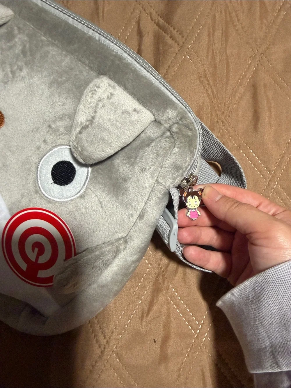 Gray to Totoro Face Crossbody Pouch